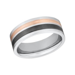 Ring für Herren aus Edelstahl, tricolor, gravierbar