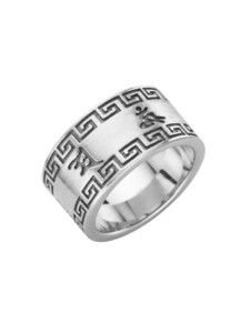 Ring mit Ornament und tibetischen Symbolen geschwärzt, Silber 925 Giorgio Martello Silber