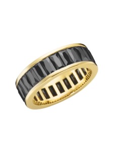 Ring mit schwarzen Zirkonia, gelb vergoldet, Silber 925 Giorgio Martello Gold