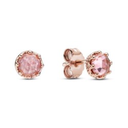 ROSE Damen Ohrstecker Krone mit rosa Kristallen