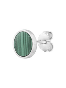 Single Ohrstecker 925/- Sterling Silber Malachit grün 0,9cm Glänzend CAI Weiß