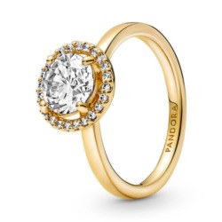 Strahlenkranz Ring für Damen mit Zirkonia, IP Gold