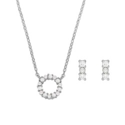 Tiny Pearls Set mit Kette und Ohrsteckern, 925er Silber
