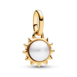 Vergoldeter Mini Charm Anhänger Sonne mit Perle