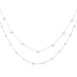 Zweireihige Perlenkette für Damen aus Edelstahl
